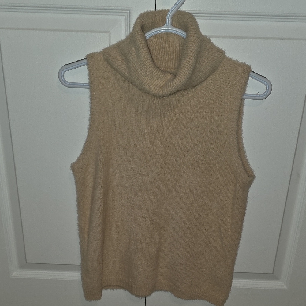 Cynthia Rowley Sleeveless Cowl Neck Sweater - Tan